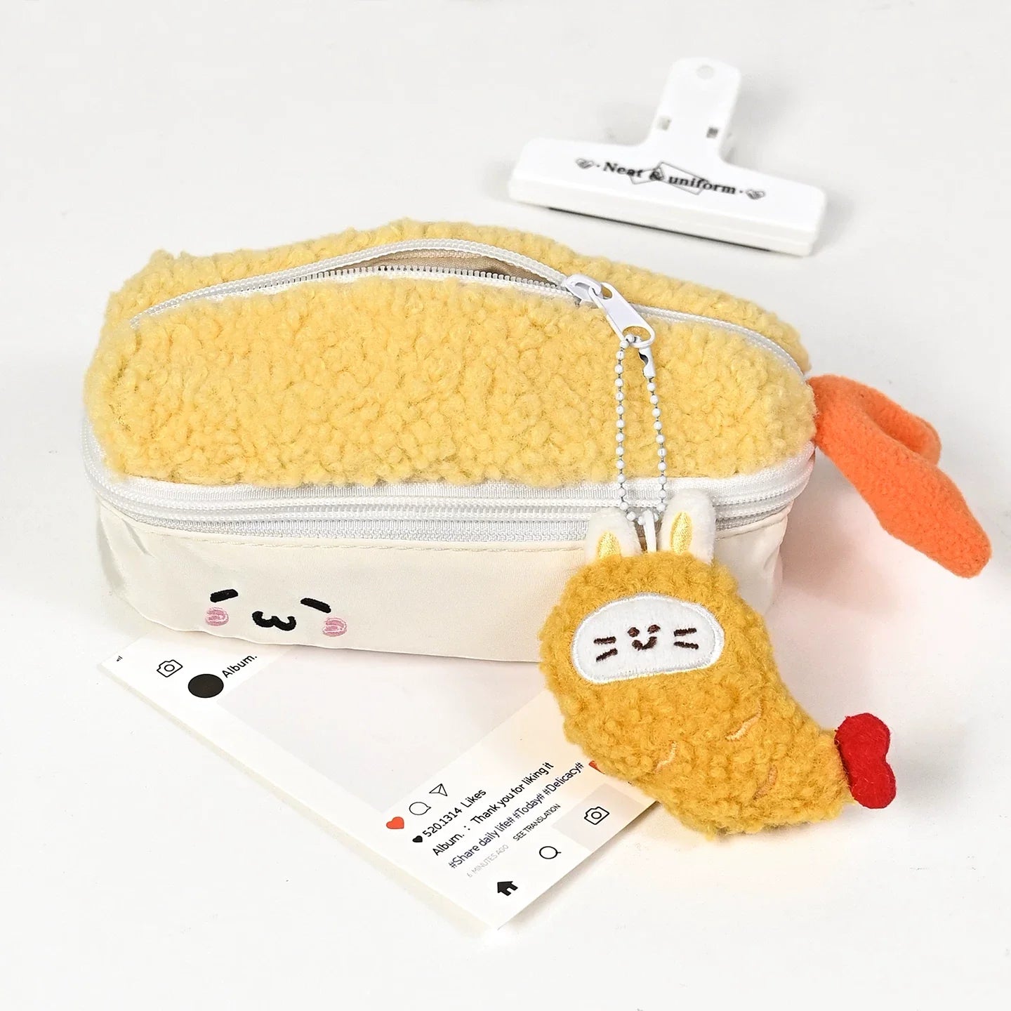 激可愛エビフライサーモンぬいぐるみペンケース大容量ポーチ小物入れ