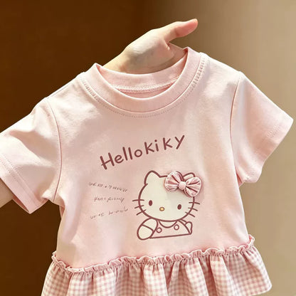 【大人可愛い】フリル袖女児コットン半袖Tシャツ