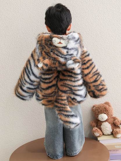 トラのデザインが可愛い子供用ボアジャケット