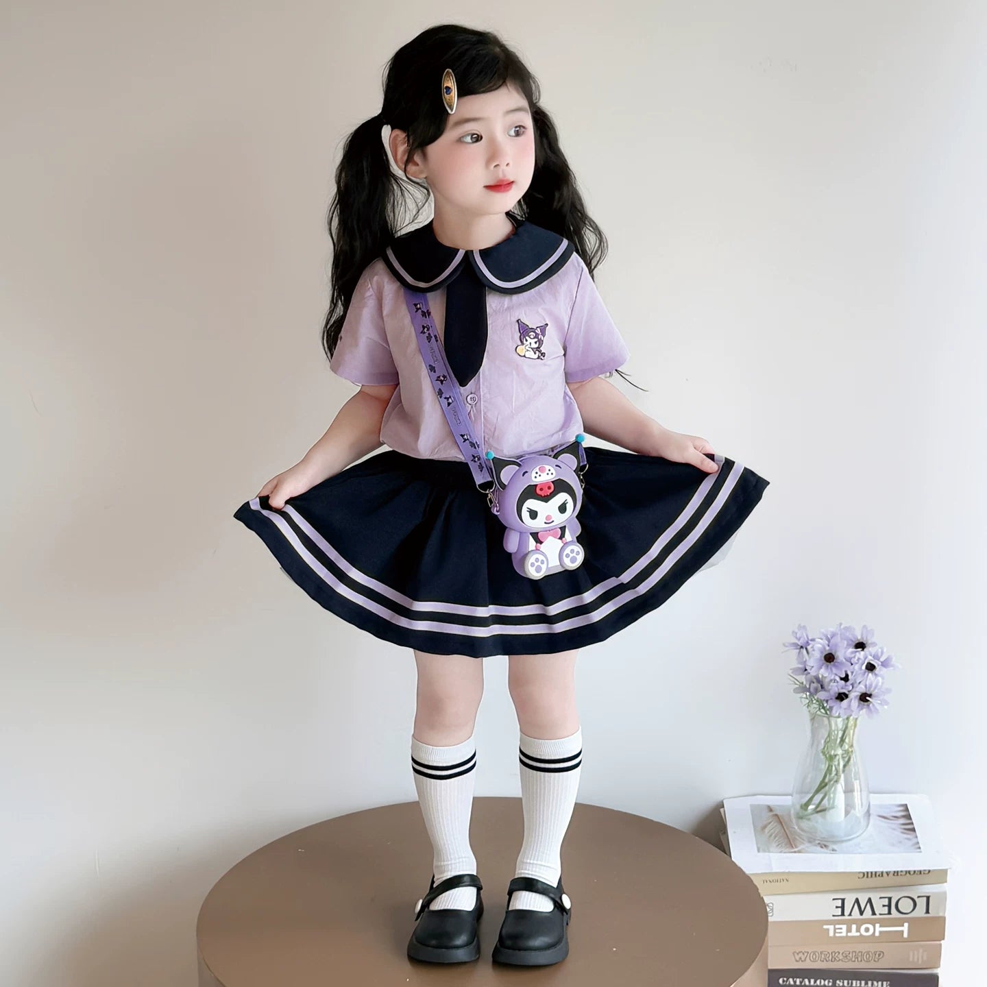【大人気】クロミ学園風JK制服セットアップ女児半袖プリーツスカート