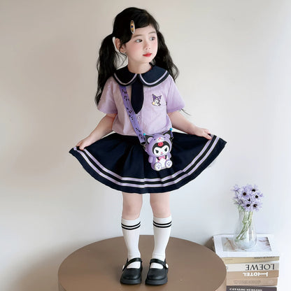 【大人気】クロミ学園風JK制服セットアップ女児半袖プリーツスカート