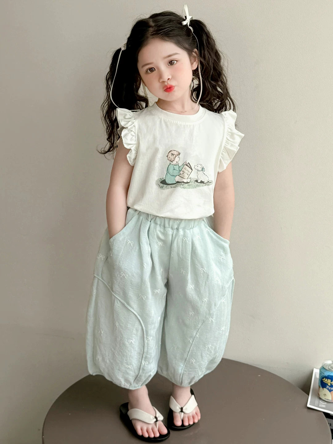 【韓国風】可愛い子供服セットアップ半袖かぼちゃパンツ