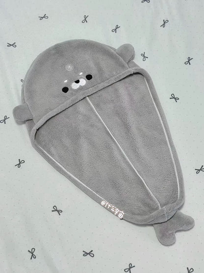 アザラシ小団子の吸水ドライキャップ