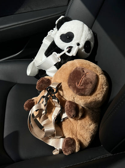 Capybara &amp; Panda Plush 2-Way Shoulder Bag | Cute Character Bag