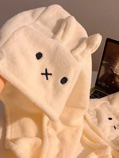 超高吸水速乾サンゴフリースウサギ耳ヘアドライキャップ