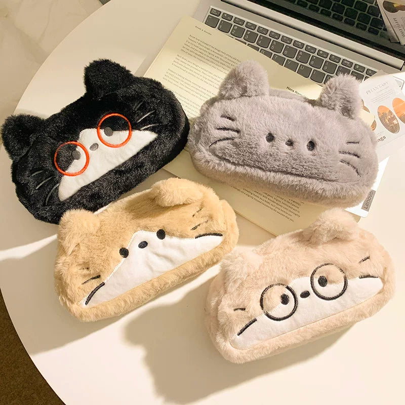 インスタ映えメガネネコぬいぐるみペンケース大容量学生デスク収納ポーチギフト