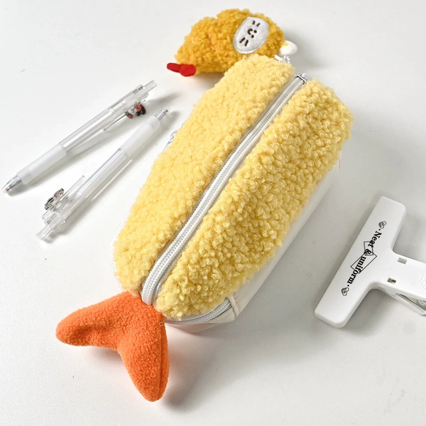 激可愛エビフライサーモンぬいぐるみペンケース大容量ポーチ小物入れ