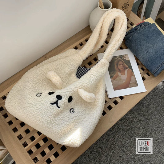 ふわもこくま刺繍ショルダーバッグ｜もこもこで癒される♡