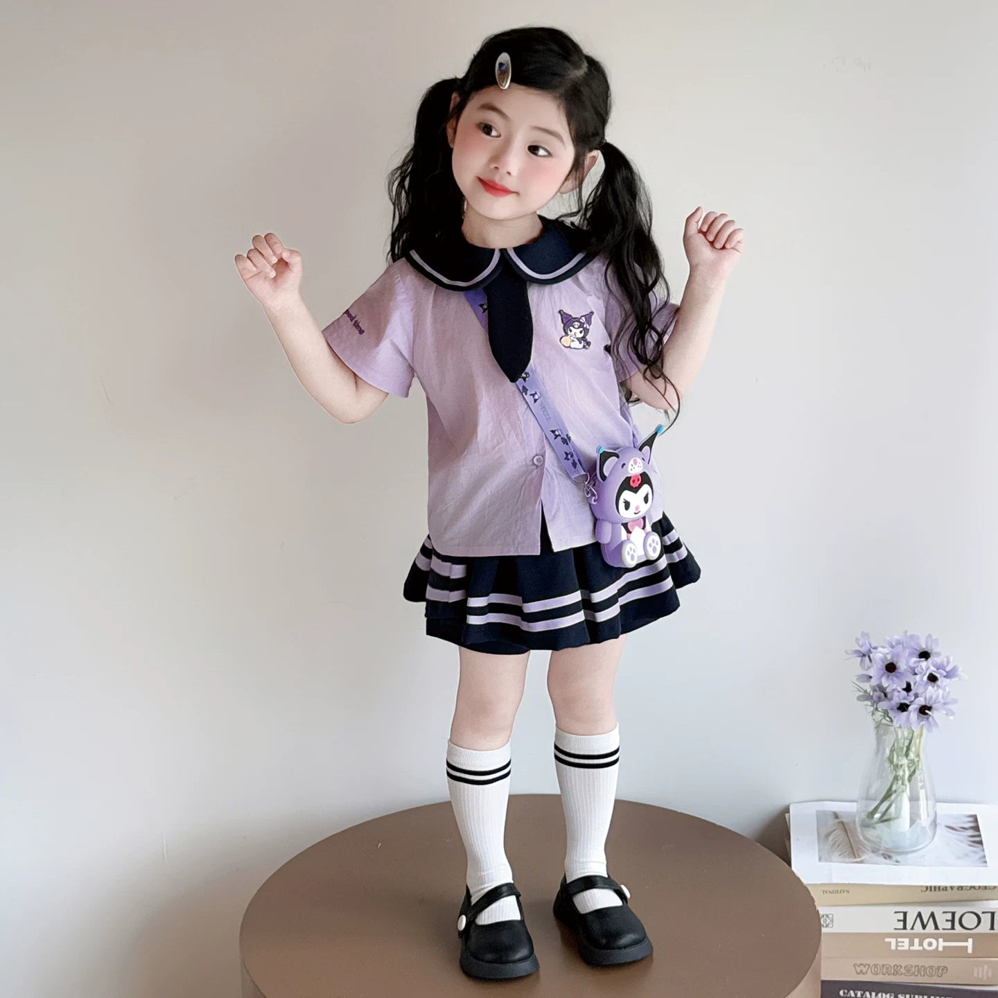 【大人気】クロミ学園風JK制服セットアップ女児半袖プリーツスカート
