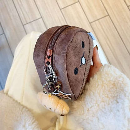 栗型コスメポーチ高見えミニ巾着小物入れ