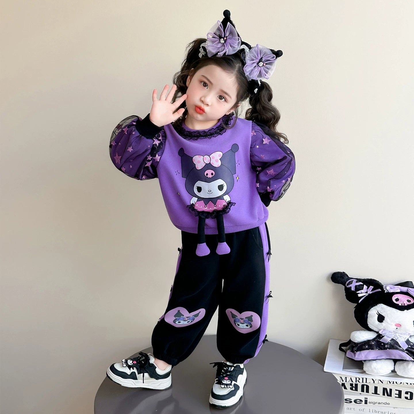 女童卡通花边库洛米套装秋装2026新款儿童卫衣宝宝春秋衣服两件套
