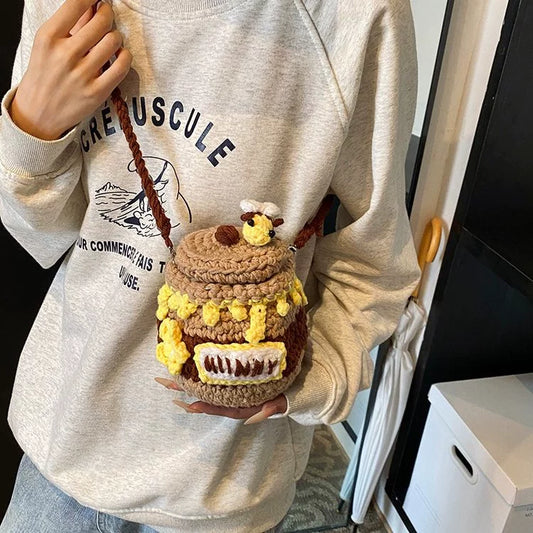 ハチミツ壺ニットバッグ｜個性派ミニショルダー