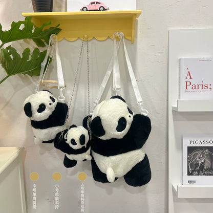 Fluffy Panda Bag | 2-way shoulder bag for students 
