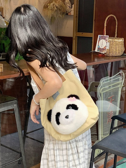 Panda Canvas Tote | Large Capacity Cute Commuter/School Bag