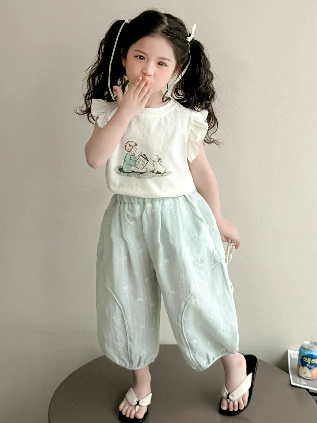 【韓国風】可愛い子供服セットアップ半袖かぼちゃパンツ