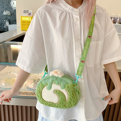 Roll cake style plush shoulder bag | A perfect gift for girls with a sweet tooth 