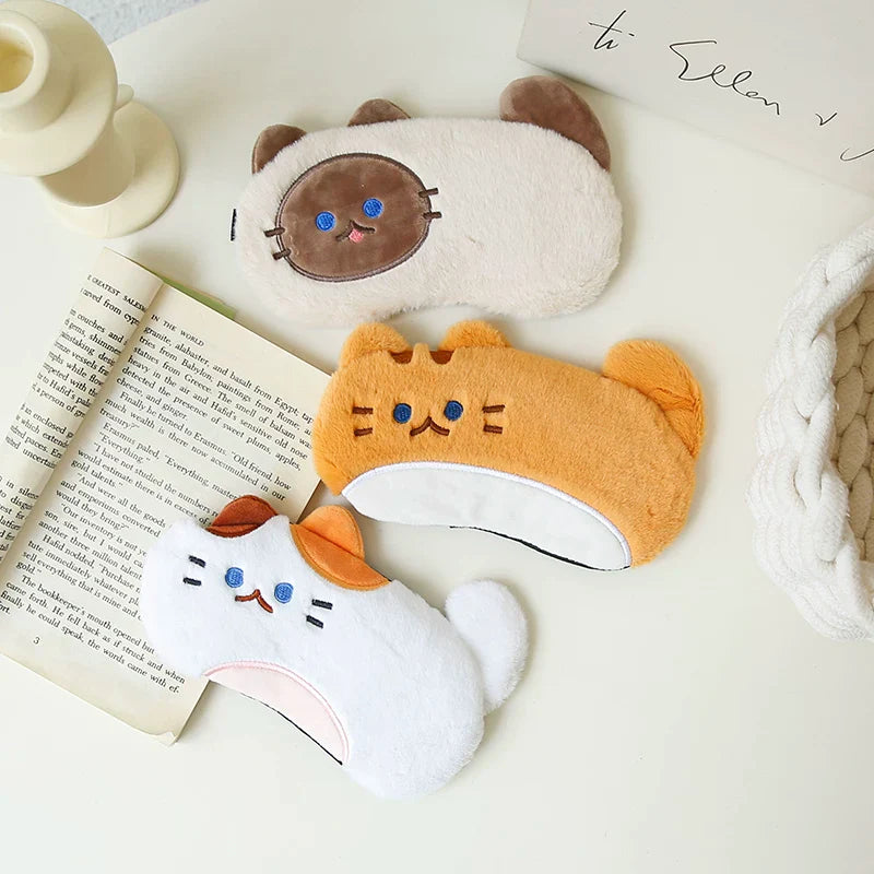 かわいいネコアイマスク快眠遮光温冷疲労回復昼寝