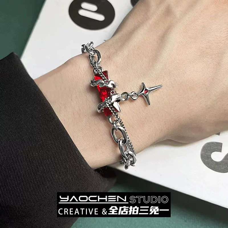 高級感漂うツイストデザインチタン鋼ブレスレット