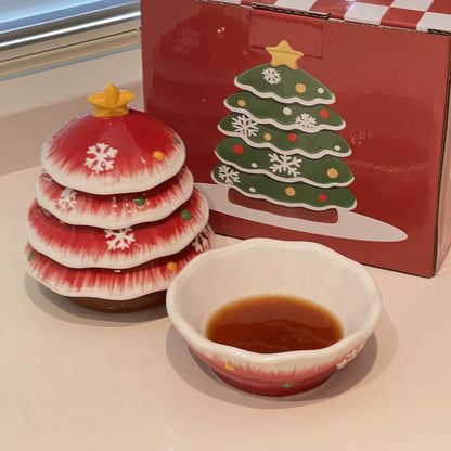 クリスマステーブルデコレーションツリー型陶器ディッシュセット食卓雰囲気作りギフト