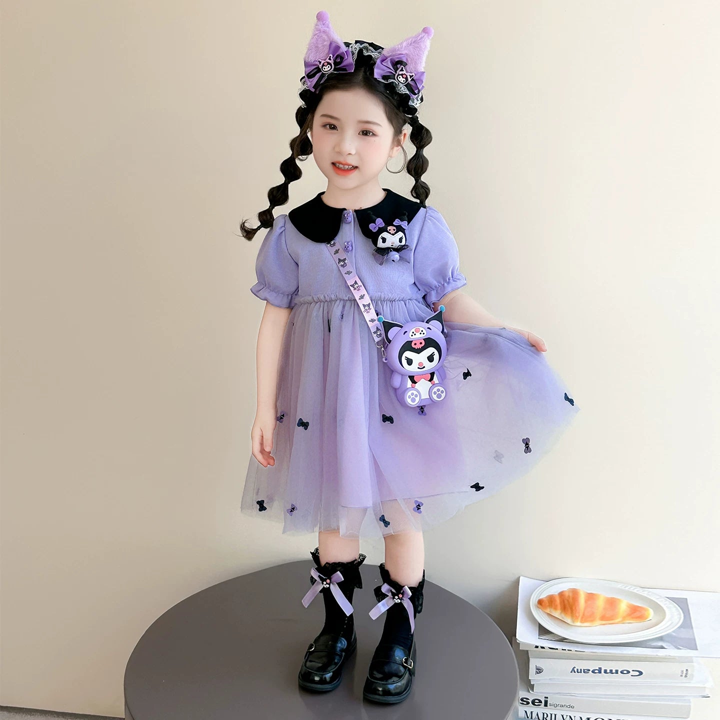 【お姫様】クロミ風ふんわりチュール子供用ワンピース誕生日ドレス