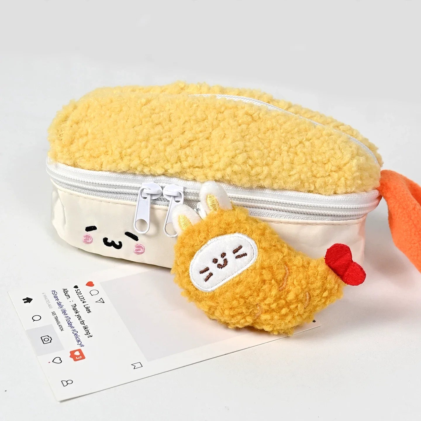 激可愛エビフライサーモンぬいぐるみペンケース大容量ポーチ小物入れ