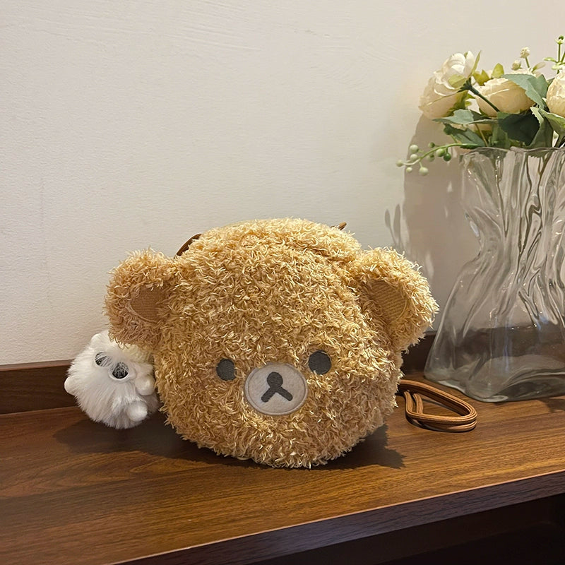 Bear mini shoulder bag | Cute and fluffy round bag