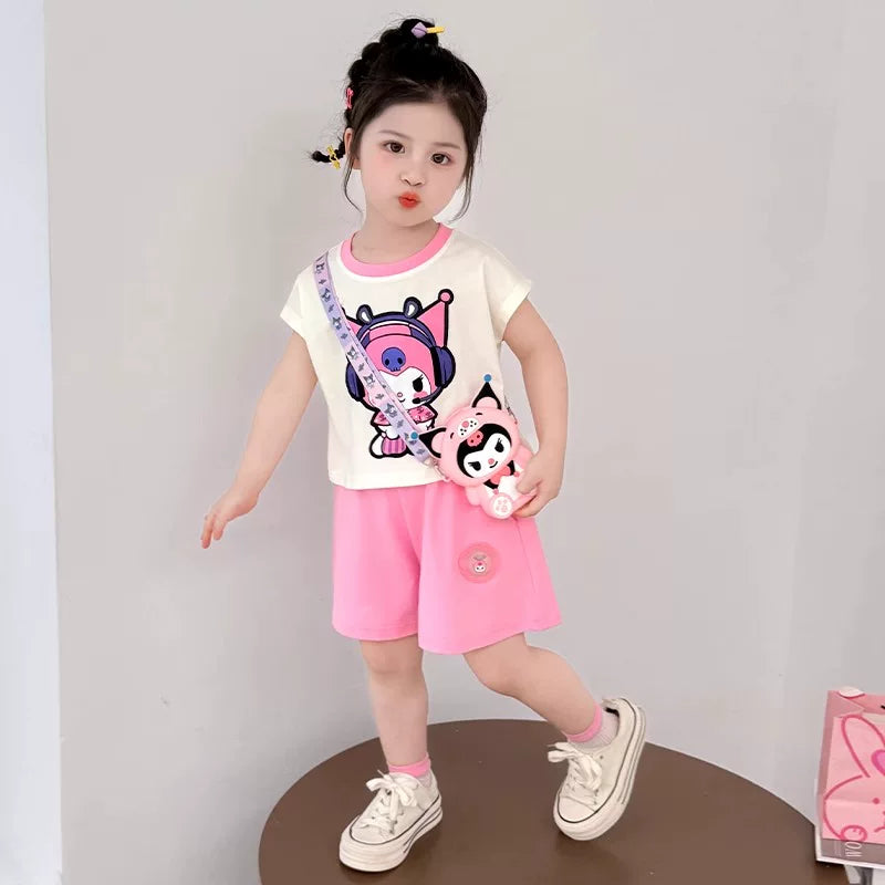 女の子用セット ライトアップクロミウェア点灯キッズ女の子半袖ショートパンツ2点セット