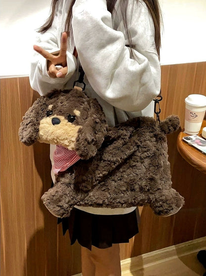 ソーセージ犬ぬいぐるみバッグ｜大容量ショルダー