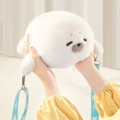 高品質ふわふわアザラシぬいぐるみショルダーバッグ