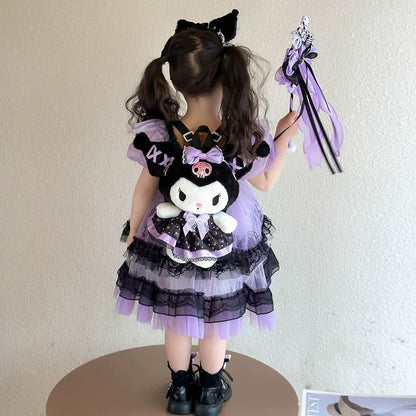 クロミ風キッズロリータドレス誕生日お姫様パニエ半袖子供服