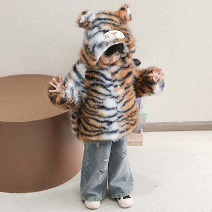 トラのデザインが可愛い子供用ボアジャケット