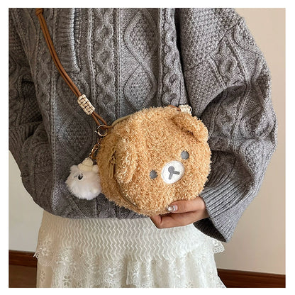 Bear mini shoulder bag | Cute and fluffy round bag