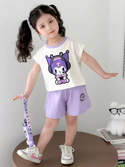 女の子用セット ライトアップクロミウェア点灯キッズ女の子半袖ショートパンツ2点セット