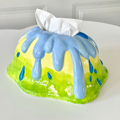 ナミダ顔ティッシュケース上質セラミック軽奢アートオブジェ