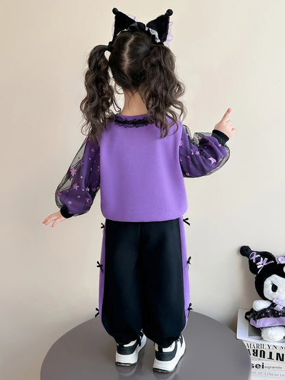女童卡通花边库洛米套装秋装2026新款儿童卫衣宝宝春秋衣服两件套