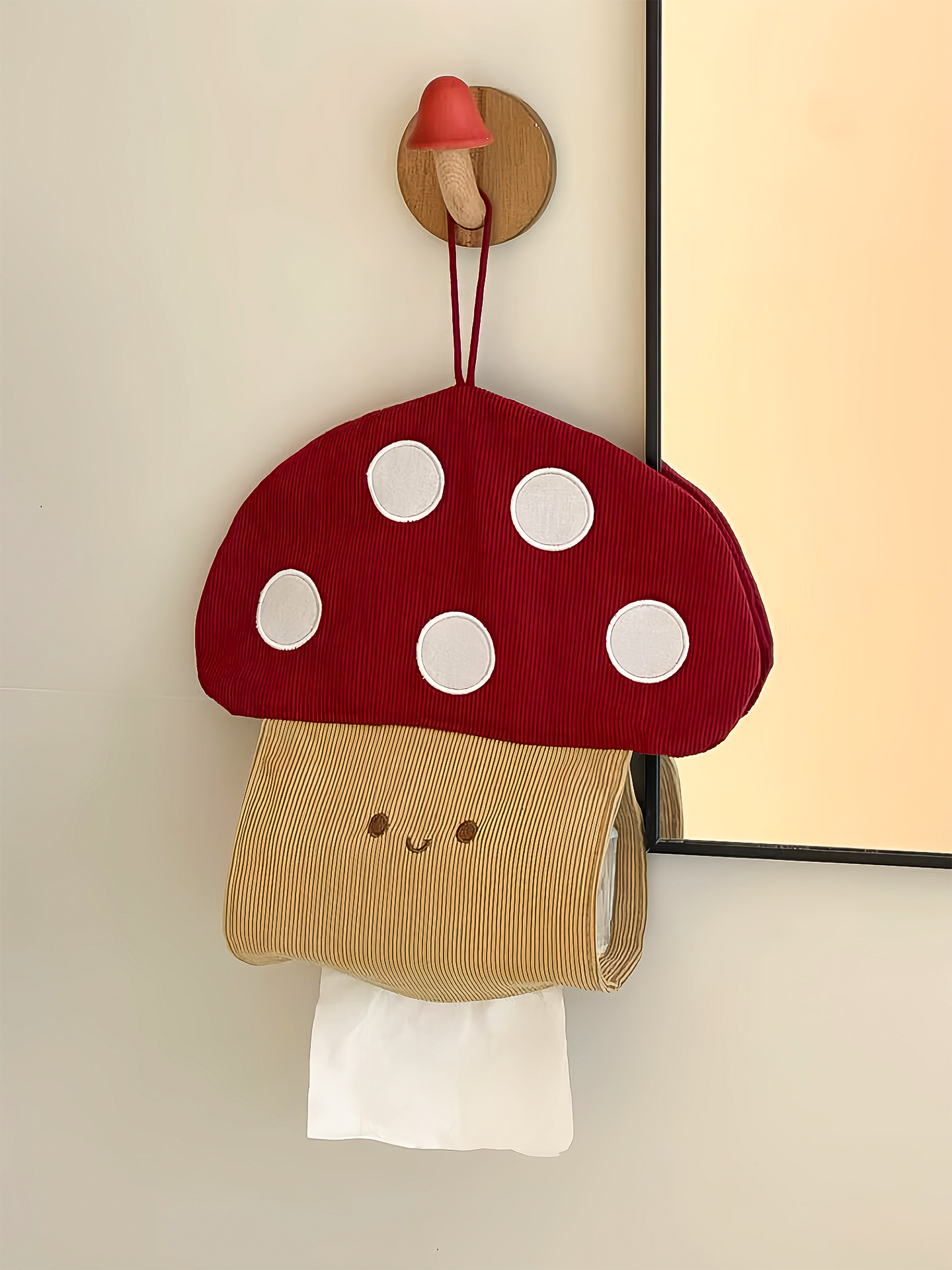 お部屋改造キノコ型壁掛けティッシュケース可愛すぎるマッシュルームファブリックカバー