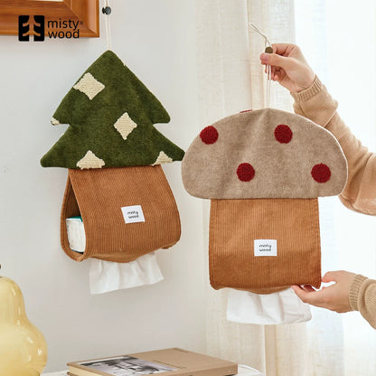 霧深き森森ガール系キノコティッシュケース可愛い壁掛け式リビングインテリア