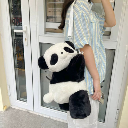 Fluffy Panda Bag | 2-way shoulder bag for students 