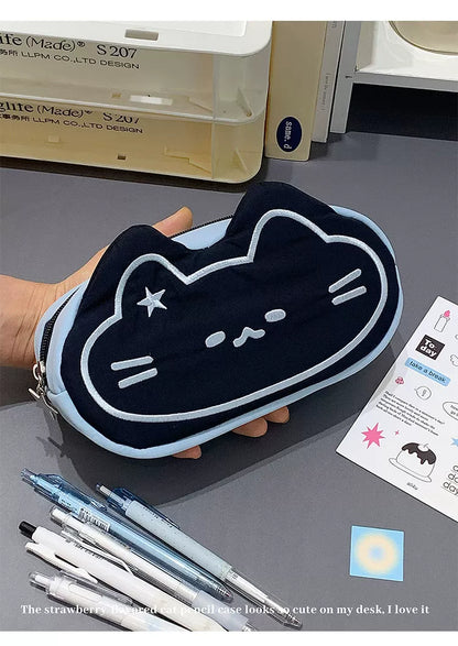 ほしねこデザイン大容量ペンケースかわいい学生文具収納ギフトにも最適