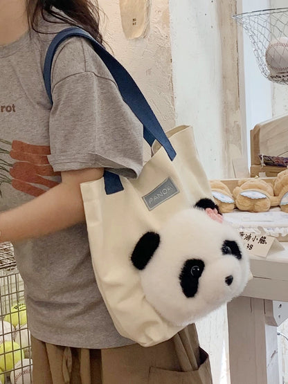 Panda Canvas Tote | Large Capacity Cute Commuter/School Bag