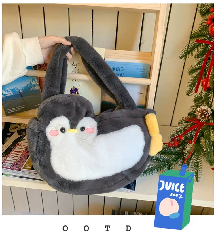 ぬいぐるみペンギンバッグ｜寝袋風デザインのトートバッグ