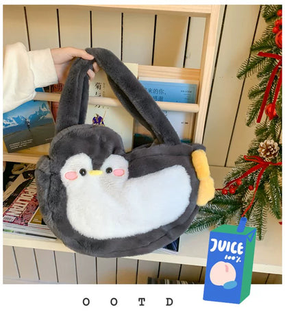 ぬいぐるみペンギンバッグ｜寝袋風デザインのトートバッグ