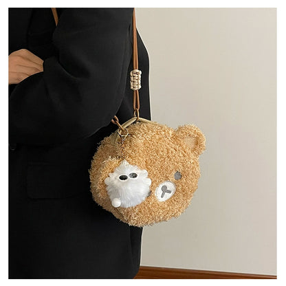 Bear mini shoulder bag | Cute and fluffy round bag