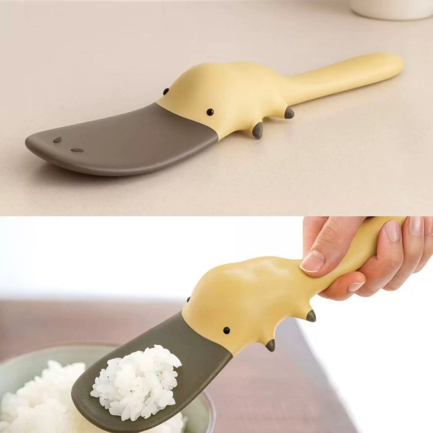 カモノハシ型ノンスティックしゃもじ自立式耐熱かわいいデザイン調理便利グッズキッチンギフト