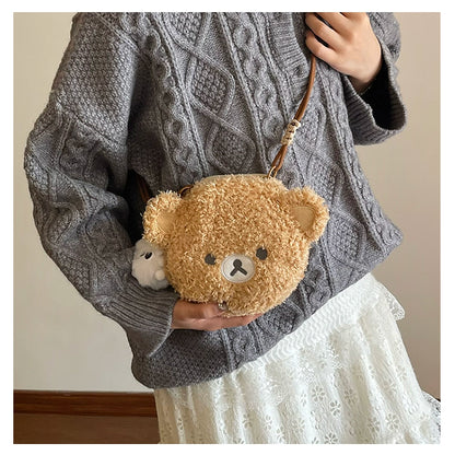 Bear mini shoulder bag | Cute and fluffy round bag