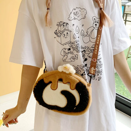 Roll cake style plush shoulder bag | A perfect gift for girls with a sweet tooth 