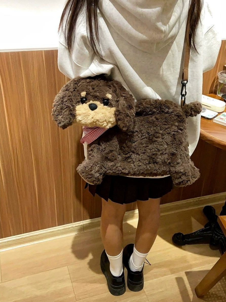 ソーセージ犬ぬいぐるみバッグ｜大容量ショルダー