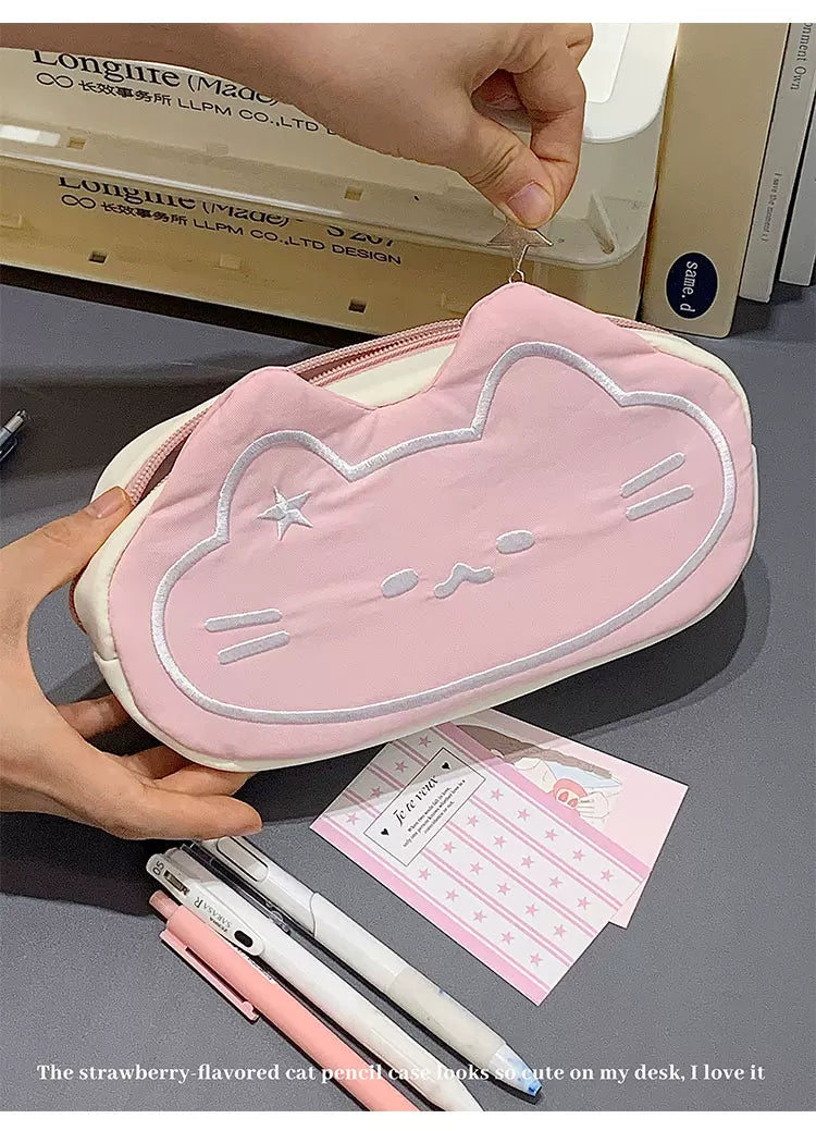 ほしねこデザイン大容量ペンケースかわいい学生文具収納ギフトにも最適