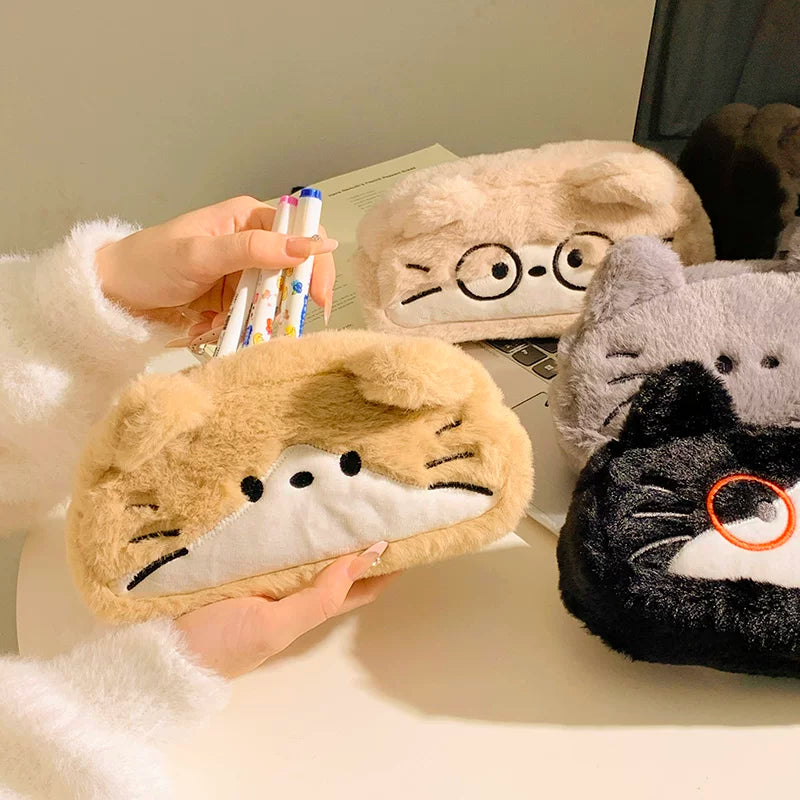 インスタ映えメガネネコぬいぐるみペンケース大容量学生デスク収納ポーチギフト