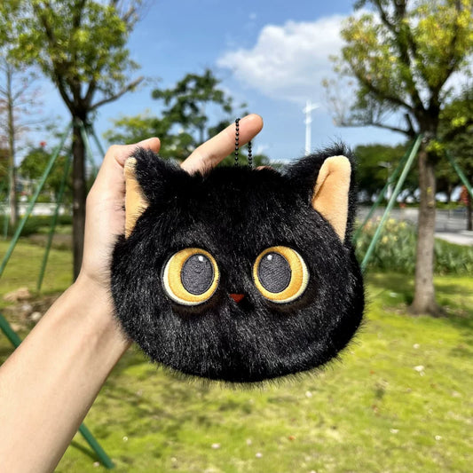 黒猫ミニポーチ小銭入れイヤホン収納キュート個性派デザインギフト